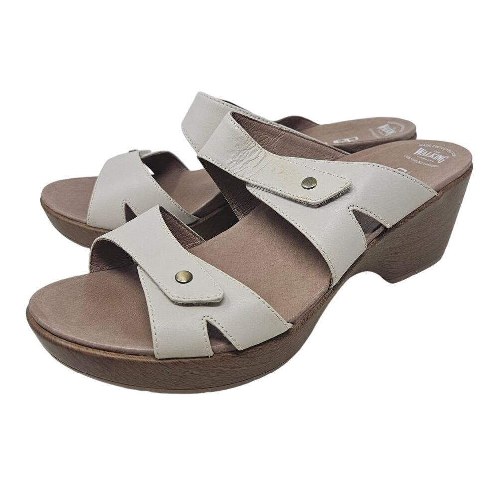 Dansko 42 Sandler Walking Company Cream Leather Slide Sandal Comfort Clog